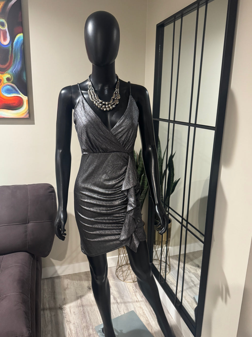 Haute Monde Gunmetal Mini Dress