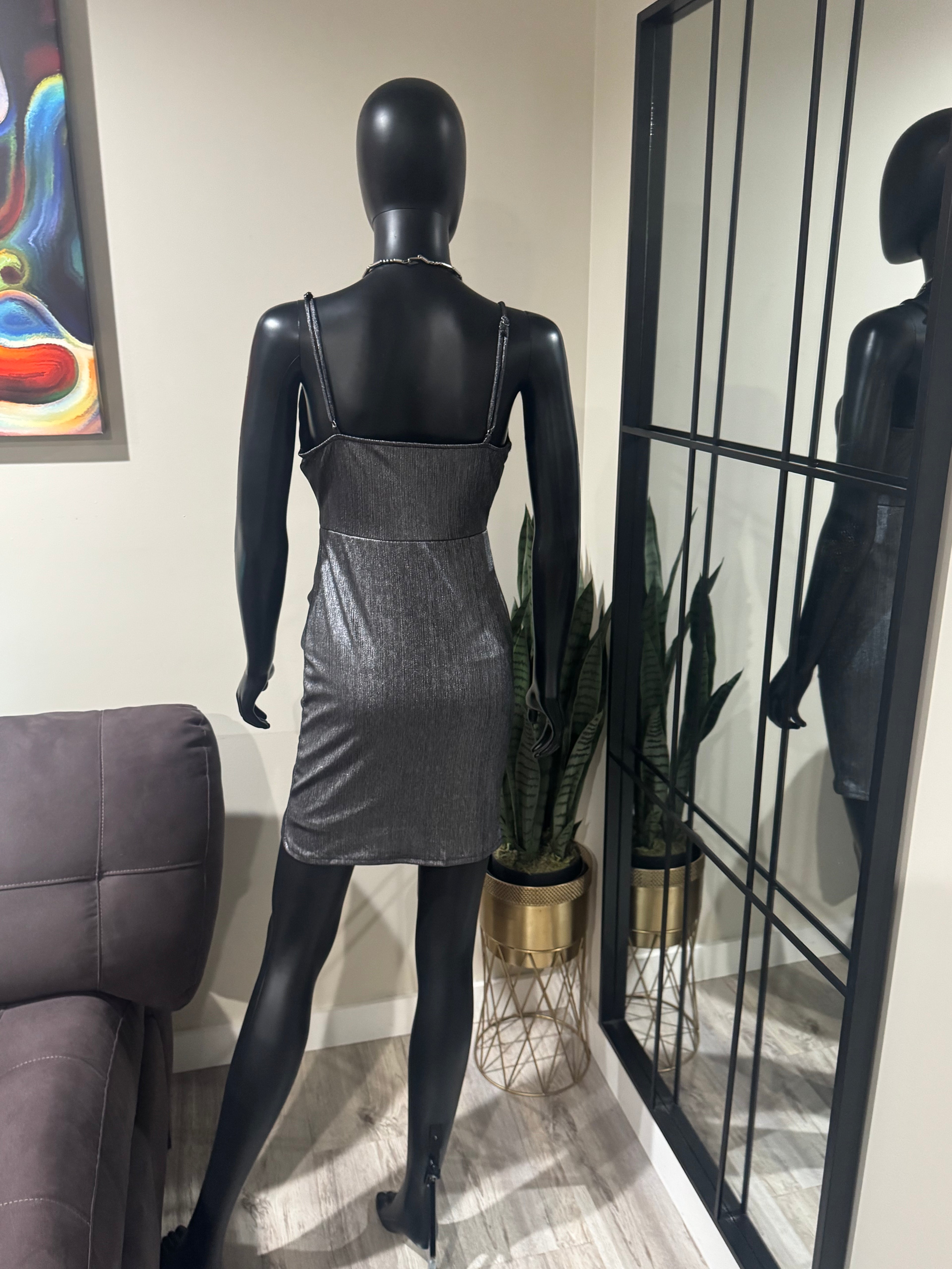 Haute Monde Gunmetal Mini Dress